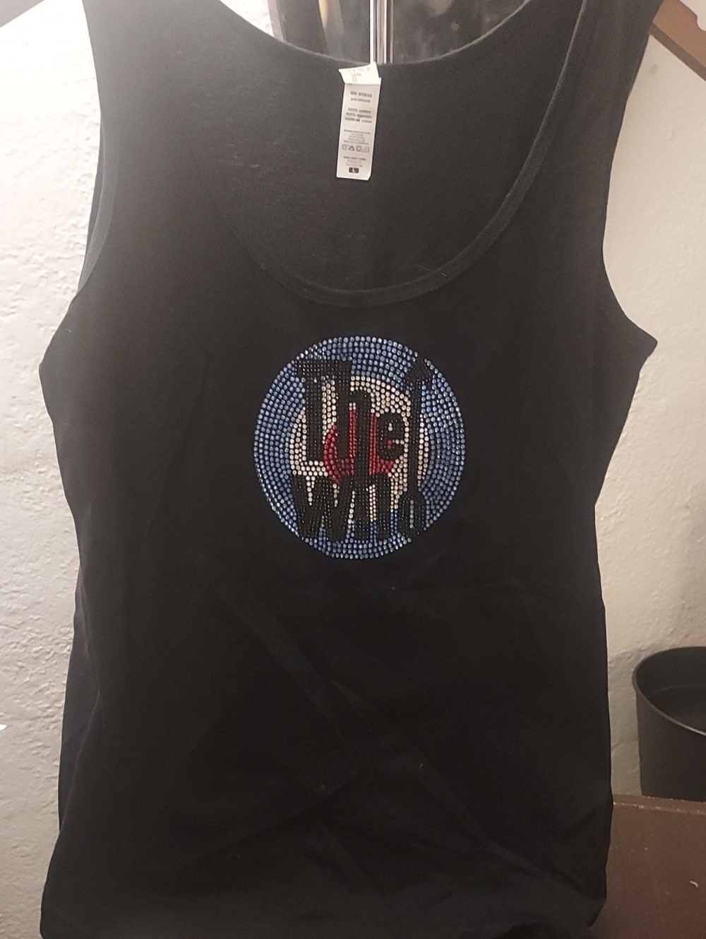 Lee Black Tank Top with Blue and Red Rhinestone Logo